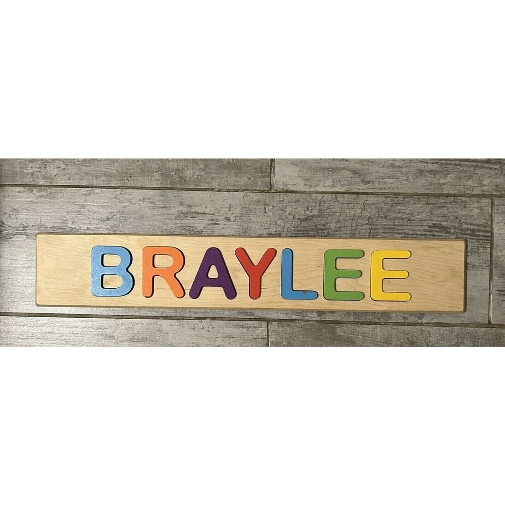 BRAYLEE Wooden Personalized Puzzle Name Toy Nursery Toddler Wall Art Gift